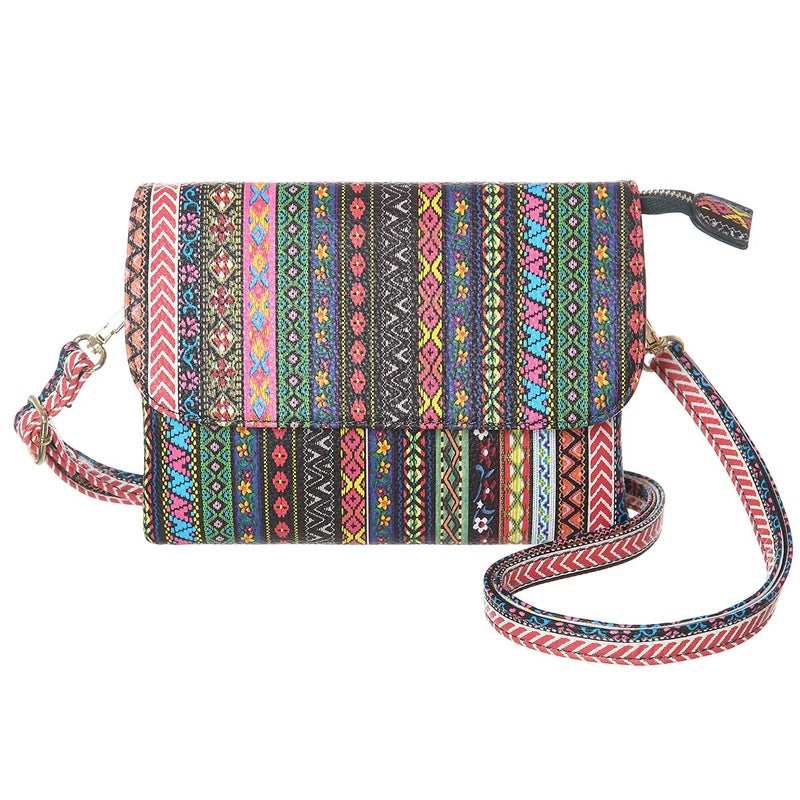 MINICAT RFID Blocking Small Crossbody Bags for Women Vegan Leather Mini Travel Purses Cell Phone Purse Cross Body Bag (Ethnic Style Small) - Image 1